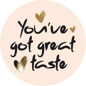 easykart labels 300 You've Got Great Taste Sticker Labels | Pastel Pink with Gold Foil Heart Design | 2" Inch Round | Highly Recommended for Small Business Owners and Online Sellers