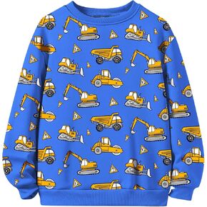 Boys' Long Sleeve Crewneck Shirts Soft Warm T-Shirts Christmas Dinosaur Cartoon Graphic Winter Top Pullover