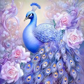 WSLWXSHM Diamond Painting Kits for Adults Peacock, Round Full Drill Diamond Art Kits, 5D DIY Paint with Diamonds Crafts for Home Wall Decoration Gifts 12×12Inch, Animal