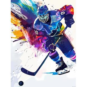 EATUKYIC Colorful Hockey Funny Diamond Painting Kit for Adult DIY Full Drill Diamond Art Sports 5D Diamond Dots Kits Painting Crafts for Home Decor 12x16 inch
