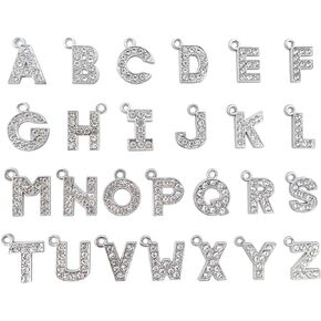 Honbay 26PCS Rhinestones Alphabet A-Z Letter Charms Pendant for DIY KeyChian Pendants Bracelets Jewelry Making
