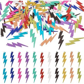 Pandahall 66Pcs Stainless Steel Lightning Filigree Pendants Rainbow Thunder Flash Lightning Bolt Pendants Metal Dangle Charms for DIY Earring Bracelet Necklace Jewelry Making