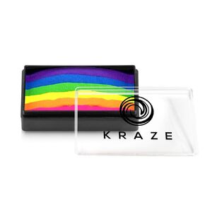 Kraze FX Dome Stroke - Bright Neon (25 gm), Water Activated, Professional Blacklight Reactive Face and Body Painting Rainbow Cakes, Hypoallergenic, Safe, 1-Stroke Split Cake