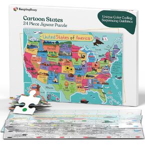 Keeping Busy Dementia Puzzles for Seniors USA Map 24 Piece Puzzle for Seniors with Dementia Color Coded with Templates - Puzzles for Dementia Patients - Puzzles for Dementia Seniors - Dementia Puzzle
