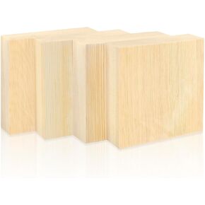 Unfinished Wood Blocks for Crafting, 3X5X1 Inch Wood Carving Blocks, 4 Pcs Blocks Wood for Craft DIY Wood Carving Painting Wall Decorations for Beginners and Adults(3X5X1 Inch)