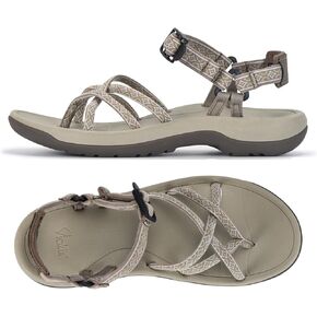 Viakix Women's Samara Beige Flat Sandals, Size 6 - Outdoor Activities Walking Hiking Sandals for Women in Kuwait