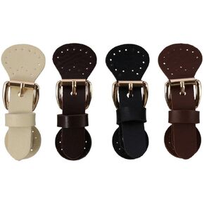 4Pairs PU Leather Sew on Toggle Closure Buckles Snap Toggle with Rivet Clasp Fastener for Coat Jacket DIY Craft