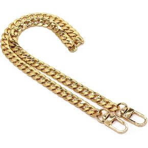 Model Worker DIY Iron Flat Chain Strap Handbag Chains Purse Chain Straps Shoulder Cross Body Replacement Straps with Metal Buckles (23.6", Gold)