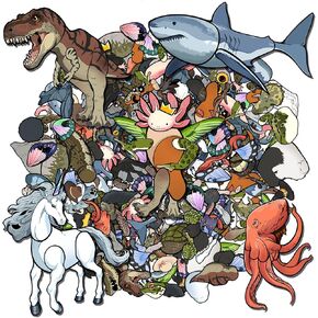 447 Pcs Cryptid Monster Stickers Kit, 21 Sheets of 9"x11" Make Your Own Animal Mix and Match Stickers, Funny Animal Sticker Crafts for Rewards and Party Favors