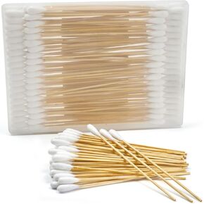 200 PCS مسحات كبيرة من القطن في صندوق التخزين - مسحات تنظيف الأذن الكلب ، مسحة أذن الكلب 6 بوصة مع مقبض الخيزر