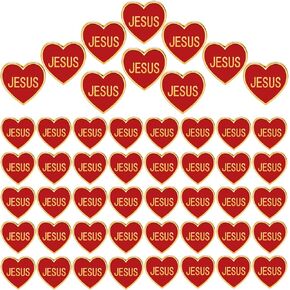Juexica 50 Pcs Heart with Cross Lapel Pins Bulk Religious Red Pin with Clutch Back Hat Gold Plated Lapel Enamel Pin for Christian Chaplain Church Gifts Prayer Activities Valentine's Day Favors