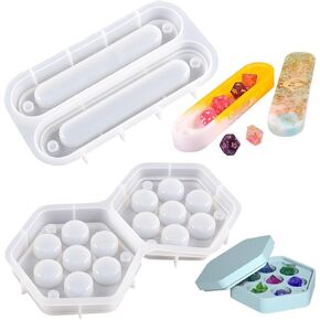 2 PCS Dice Storage Box Resin Mold Resin Molds Silicone Dice Box Molds with Lid Resin Casting Dice Box Resin Casting Molds Dice Storage Box Epoxy Silicone Dice Box for DIY Dices Storage Case Making