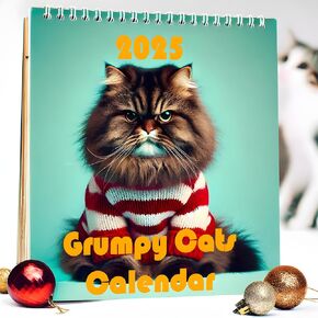2025 Grumpy Cats Calendar - Funny Wall Calendar 12"x12" - Hilarious Cat Meme Calendar - 12 Month 2025 Calendar - Perfect Funny Gift for Cat Lovers - Office or Home Decor - Unique Grumpy Cat Designs