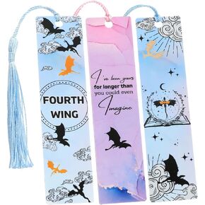 Fourth Wings Acrylic Bookmark Supplies - Fourth Wing Merch Dragon Bookmarks, Set of 3, Book Mark for Reading Men Women, Book Lover Gifts Collection (Style E)