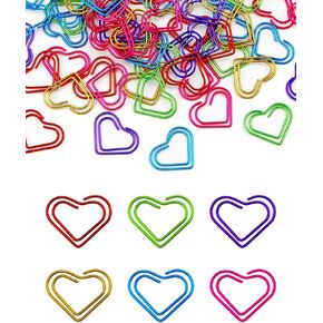105 Pcs Heart Paper Clips, Cute Love Shaped Paper Clips Metal Paper Clips Bookmarks for Students, Kids, Teachers (6 Colors)