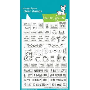 Lawn Fawn LF3496 Treat Cart Add-On: Coffee 4X6 Clear Stamp Set