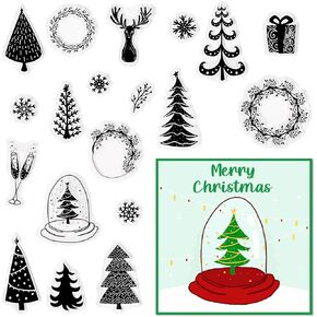 Christmas Snowflake Background Clear Stamps for Card Making and Journaling, Xmas Snow Rubber Stamps Christmas Gift Stamps for Scrapbooking DIY Cards Album Crafts
