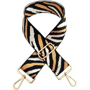 Wide Zebra Pattern Purse Bag Strap Replacement Adjustable Crossbody Handbag Purse Strap Handbag Strap Extender (White Yellow)