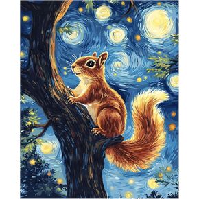 zouewit Elephant Paint by Numbers for Adults on Canvas, Starry Night Cute Elephant on Flower Meadow Landscape, Paints for Home Wall Decor, Animal Paint Gift Paint for Beginner(16×20inch)