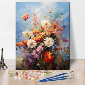 TUMOVO Abstract Scenery Paint by Number on Canvas, Acrylic Painting Kit for Kids and Beginners with Brushes and Acrylic Pigment Without Frame Home Wall Decor Gift 16x20 inch - Sunset