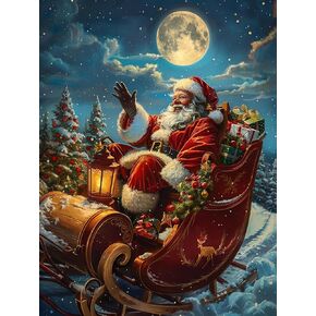 Reofrey Paint by Numbers Kit for Adults Santa Claus - 40x50cm Canvas, Christmas Paint by Number - Acrylic Paint Set - Relaxing DIY Art for Beginners & Experts - Home Wall Decoration PP1594