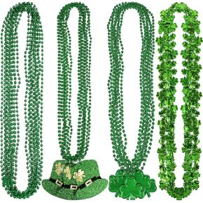 Moon Boat 36PCS St. Patrick's Day Shamrock Necklace Clover Green Bead Party Favors Irish Decorations Supplies