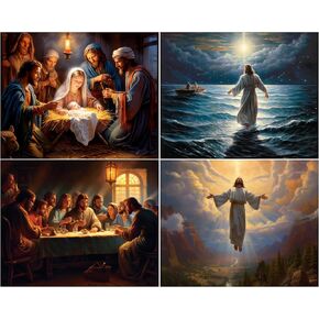 500 pc 4-in-1 Christian Puzzles for Adults, Nativity Puzzle, Bible Puzzle, Religious Puzzles for Adults, Religious Jigsaw Puzzles, Christmas Puzzle 500 Piece