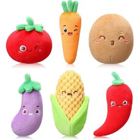 Aoriher 6 Pcs Vegetable Plush Toys Colorful Cute Stuffed Mini Eggplant Chili Corn Tomato Carrot Potato Backpack Keychains Pendant Sensory Gifts for Birthday Party Classroom Prizes Exchange