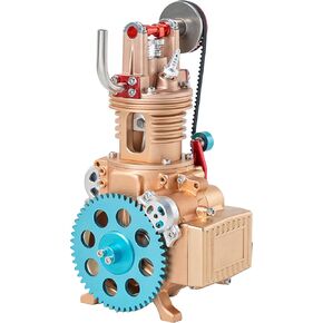 TECHING Mini Single Cylinder Engine Model kit That Runs Mechanical Metal Assembly DIY