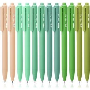 Mr. Pen- Retractable Gel Pens, 12 Pack, Black Ink, Green Ombre Color Barrel Gel Pens, Gel Pens Fine Point 0.5mm, Retractable Pens, Cute Pens, Gel Ink Pens, Aesthetic Pens for Journaling Fine Tip Pens