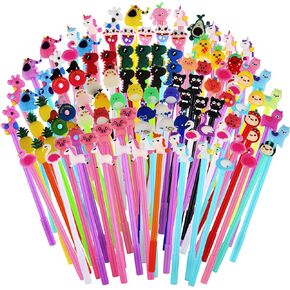 Thenshop 105 PCS لطيف كرتون هلام أقلامات كاريكاتورية حبر أسود الحبر كتابة الأقلام من سلسلة أقلام بارد أنماط متنوعة 0.5 مم أقلام جدادية مضحكة للأطفال.