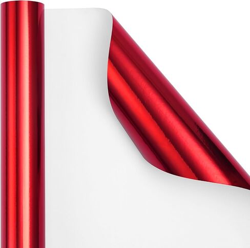 PlandRichW Red Metallic Wrapping Paper Mini Roll - Glossy Solid Color Gift Paper Great for Weddings, Birthdays, Christmas, Baby Showers - 17 Inches X 33 Feet in Saudi Arabia