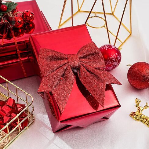 PlandRichW Red Metallic Wrapping Paper Mini Roll - Glossy Solid Color Gift Paper Great for Weddings, Birthdays, Christmas, Baby Showers - 17 Inches X 33 Feet in Saudi Arabia