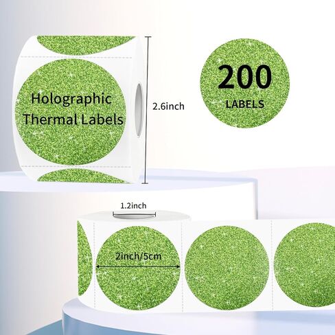 2" Circle Holographic Thermal Label Stickers, Round Printable Rainbow Glitter Thermal Printer Sticker Labels for Gift Wrapping- Spring Color/ 5 Colors in Kuwait