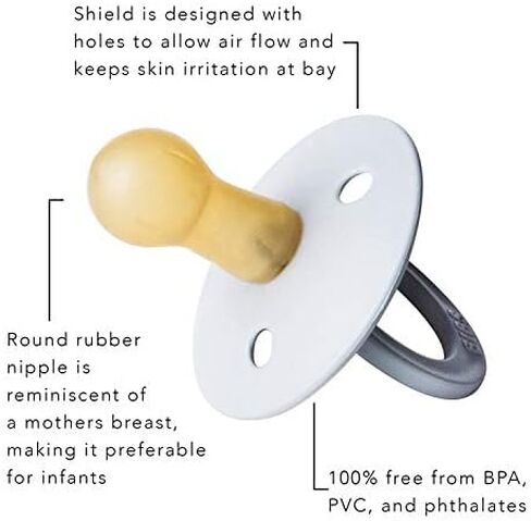 BIBS Pacifiers 0-6 Months | 2-Pack Soothers | BPA-Free Round Nipple | Made in Denmark | Dusty Blue/Steel Blue Colour Pacifier in Saudi Arabia