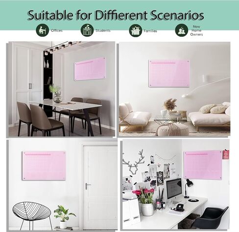 Large Acrylic Calendar for Wall,24"X16",Acrylic Dry Erase Calendar for Wall,Pink Dry Erase Board for Home/Office in Kuwait