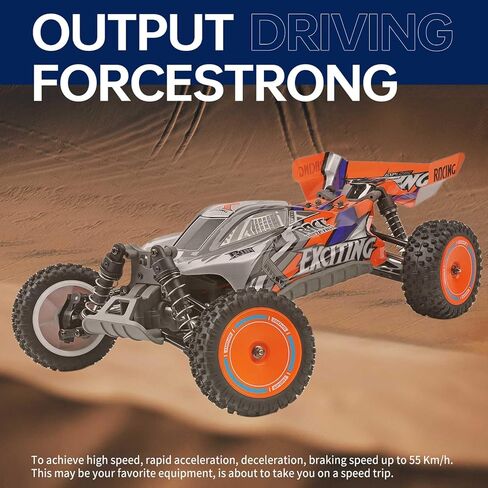 GOOLRC WLTOYS 124010 RC CARS للبالغين ، 1:12 مقياس التحكم عن بُعد ، سيارة 45 كيلومترًا/ساعة ، سيارة سباق RC عالية السرعة ، 2.4 جيجا هرتز جميع التضاريس على الطريق RC TRUCKS FURCKS للأطفال مع بطاريتين (برتقالي) in Kuwait
