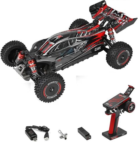 GoolRC WLtoys 124010 RC Cars for Adults, 1:12 Scale Remote Control Car, 4WD 55KM/H High Speed RC Racing Car, 2.4GHz All Terrains Off Road RC Buggy Trucks for Kids with 2 Batteries (Orange) in Kuwait