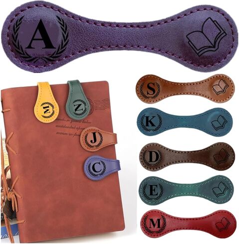 Personlized Magnetic Leather Bookmarks with Initials, Customized Book Marks Clip 26 Letters Bookmark for Reading Women, Men, Kids,Cute Book Markers Meaningful Gift for Book Lovers (Light Brown, J) in Kuwait