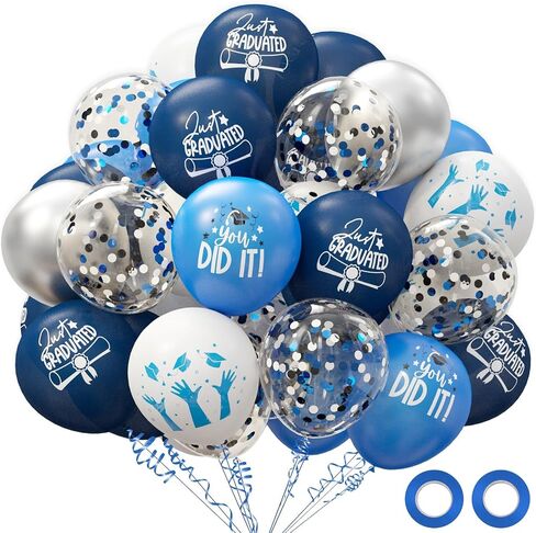 2025 Graduation Party Decorations, 68pcs Graduation Balloons Blue and Gold Graduation Decorations for College High School Class of 2025 Congrats Grad Party Decor in Kuwait