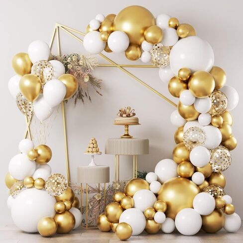 COKAOBE Black and White Balloon Garland Arch Kit, 124pcs White Black Confetti Latex Balloons for Baby Shower Birthday Graduation Wedding Engagements Anniversary Celebrations Party Decorations in Kuwait