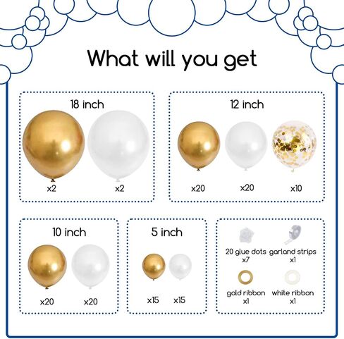 COKAOBE Black and White Balloon Garland Arch Kit, 124pcs White Black Confetti Latex Balloons for Baby Shower Birthday Graduation Wedding Engagements Anniversary Celebrations Party Decorations in Kuwait