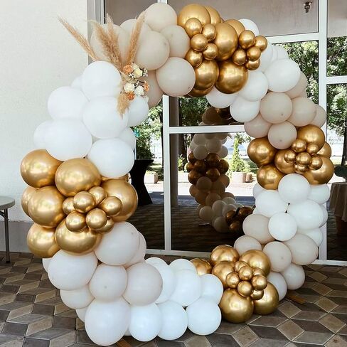 COKAOBE Black and White Balloon Garland Arch Kit, 124pcs White Black Confetti Latex Balloons for Baby Shower Birthday Graduation Wedding Engagements Anniversary Celebrations Party Decorations in Kuwait