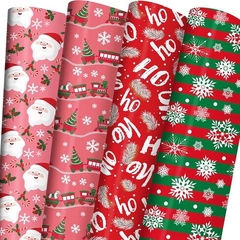 Cuitpan Red Monster Truck Christmas Wrapping Paper - Xmas Gift Wrap with Holiday Trees, Snowmen & Gingerbread Men Design - Ideal for Kids & Adults Gift Wrapping - 40×28 Inches, 4 Folded Sheets in Kuwait