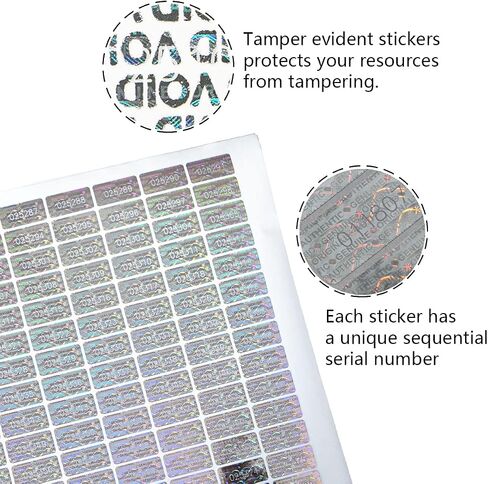 dose not apply 580 Pcs 0.787x0.39 in High Security Tamper Evident Seal Warranty Void Original Genuine Authentic Hologram Label/Stickers/Unique Sequential Serial Numbering Tamper Proof Sticker, Silver in Saudi Arabia