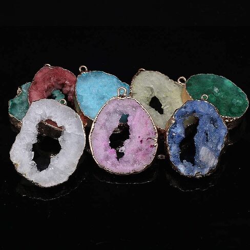 Natural Stone Pendant, Irregular Plated Gold Edge Crystal Agate Stone Pendant for Jewelry Making DIY Necklace Charms 25X30-35X45mm (2 Pcs) in Saudi Arabia
