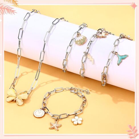Landical 20 PCS Gold Paperclip Chain Bracelets Kit Kit Charm Charm Stain for Jewelry Making Paperclip Link Bracelets with Compster Clasps for Women Men in Kuwait
