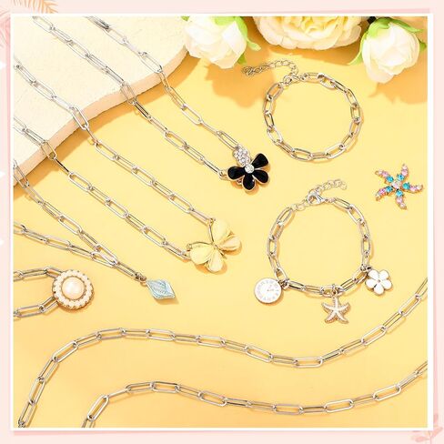 Landical 20 PCS Gold Paperclip Chain Bracelets Kit Kit Charm Charm Stain for Jewelry Making Paperclip Link Bracelets with Compster Clasps for Women Men in Kuwait
