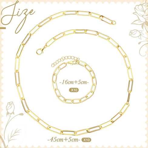 Landical 20 PCS Gold Paperclip Chain Bracelets Kit Kit Charm Charm Stain for Jewelry Making Paperclip Link Bracelets with Compster Clasps for Women Men in Kuwait