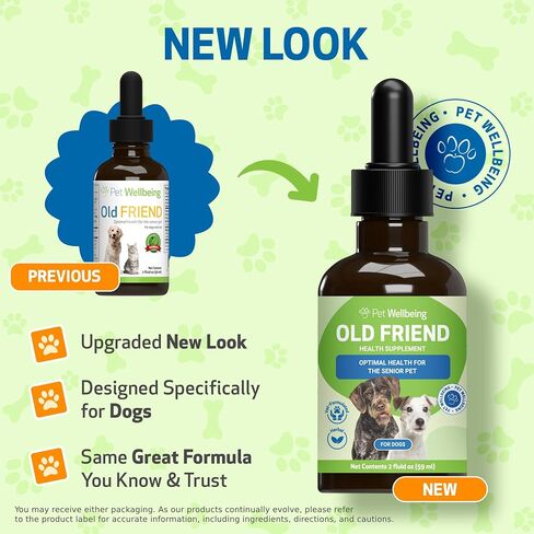 Pet Wellbeing Old Friend for Senior Dogs - Supports Immune System Health, Joint Mobility, Healthy Energy Levels, Alfalfa, Reishi - Veterinarian-Formulated Herbal Supplement 2 oz (59 ml) in Saudi Arabia